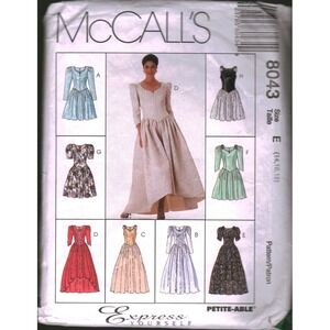 Vintage McCall's 8043 Sewing Pattern Misses Dress Gown Petite-Able Size 14-18